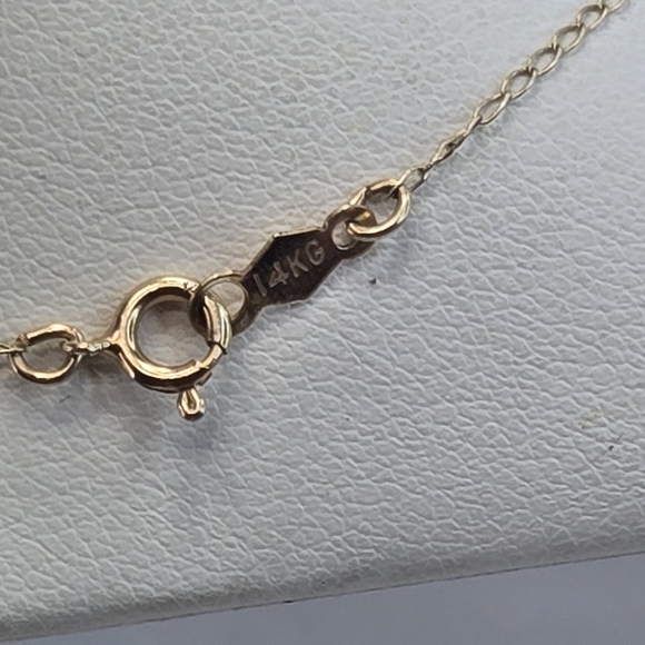 14k Chain And Light Gray Pearl Pendant Necklace - Picture 4 of 5